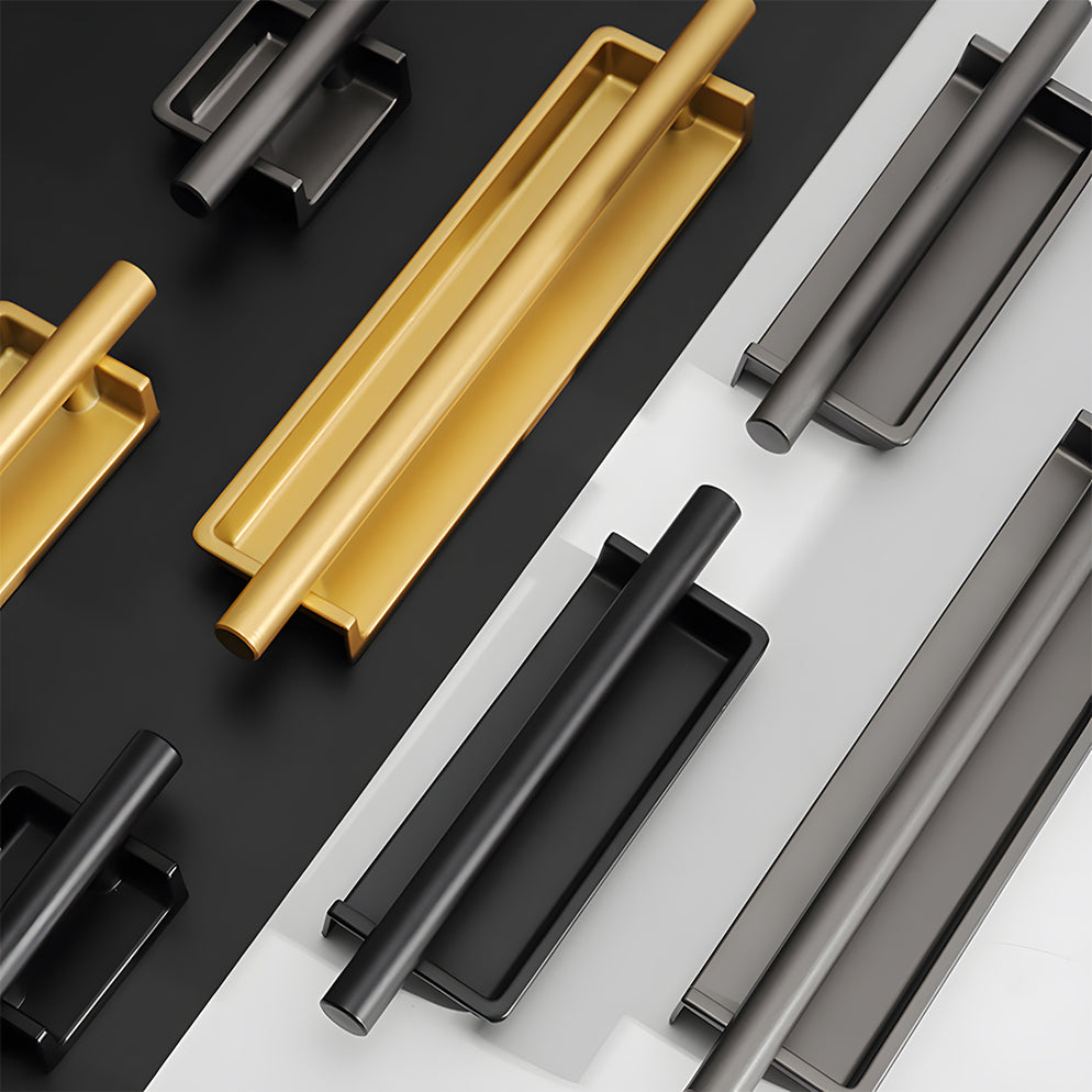 Aluminum Alloy Recessed Door Pulls Sleek Cabinet Handles | Goldenwarm