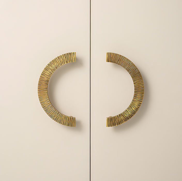 Retro Brass Semi Circle Textured Cabinet Handles