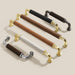 Modern Woven Leather Cabinet Pulls with Curved Zinc Alloy Base