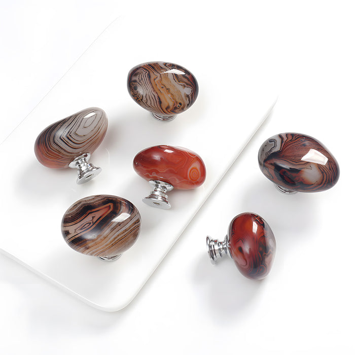 Modern Agate Stone Pebble Cabinet Knobs