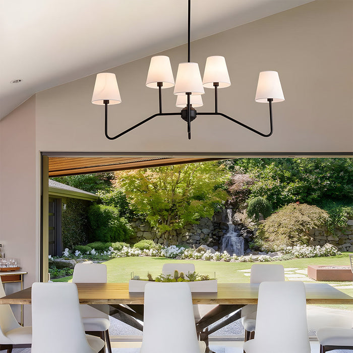 Modern Black Fabric Shade Chandelier