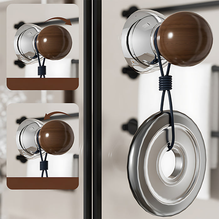 Solid Wood Suction Cup Cabinet Knob Door Hook