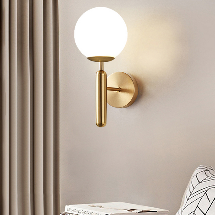 Modern Globe Glass Wall Sconce Light for Bedroom & Living Room