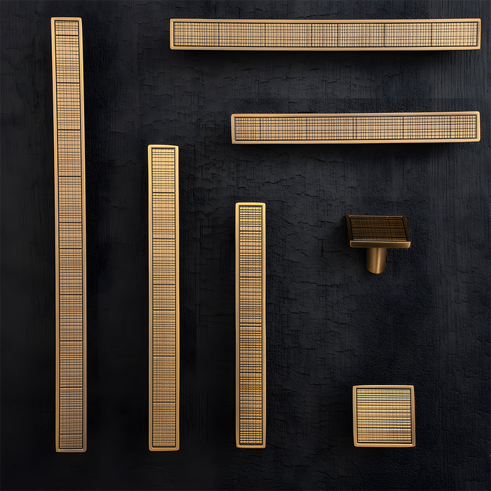 Modern Zinc Alloy Square Textured Grid Cabinet Pulls
