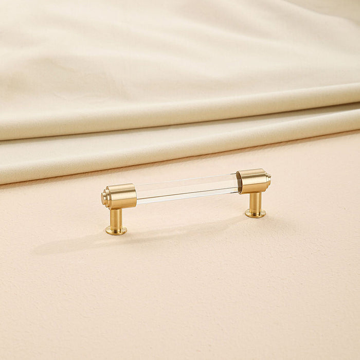 Brass Crystal Handle Cabinet Drawer Double Hole Pulls