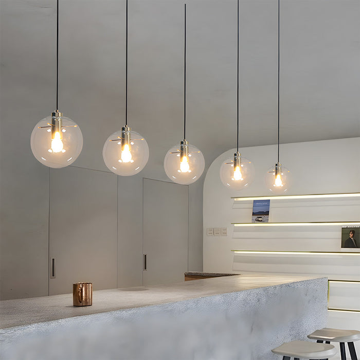 Vintage Clear Glass Globe Pendant Light