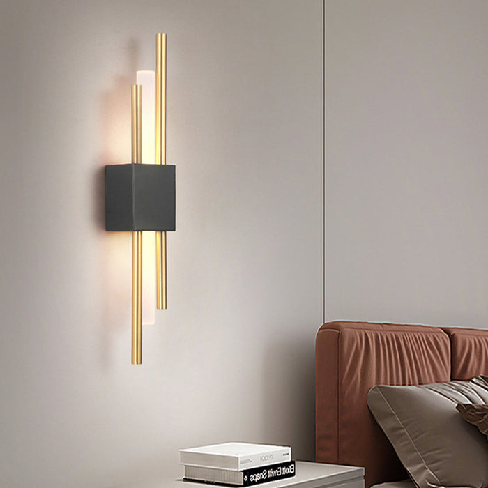 Modern Black and Gold LED Wall Sconce for Bedroom & Living Room