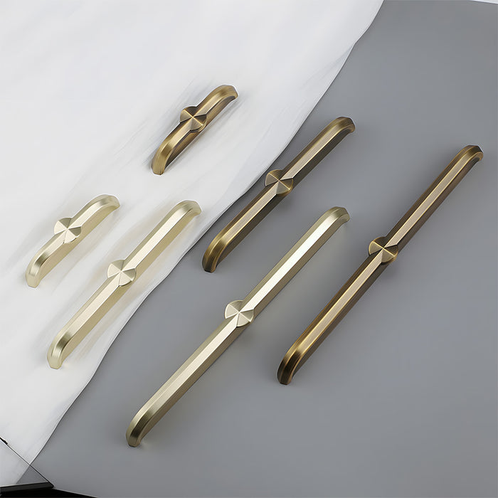 Modern Zinc Alloy Brushed Brass Cabinet Handles