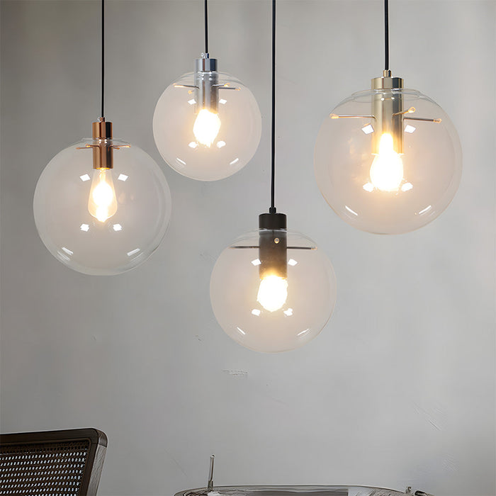 Vintage Clear Glass Globe Pendant Light