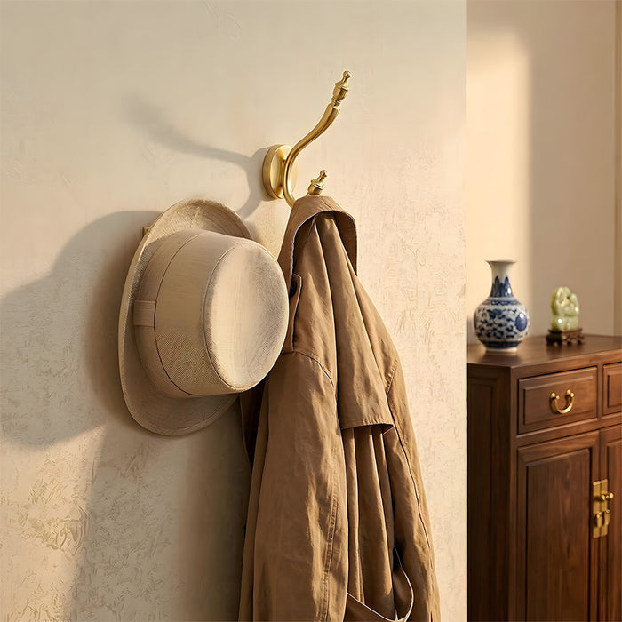 Vintage Brass Wall Mounted Coat Hooks