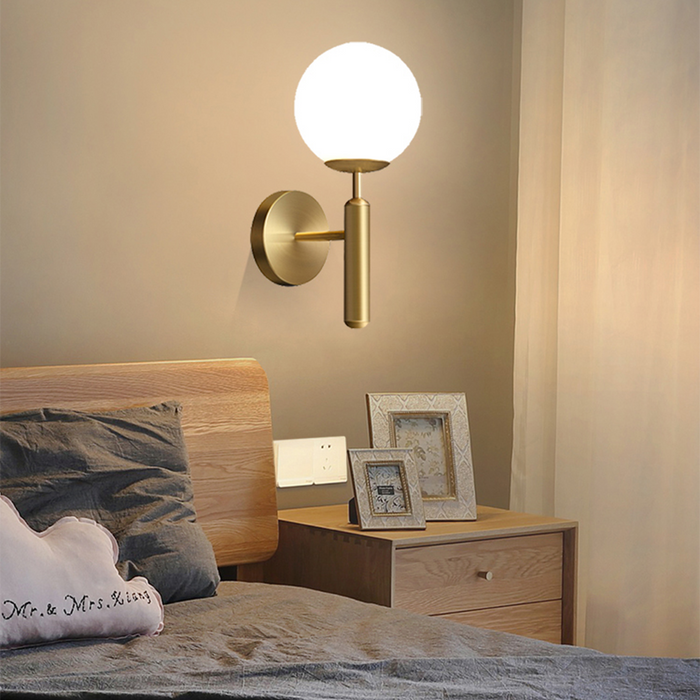 Modern Globe Glass Wall Sconce Light for Bedroom & Living Room