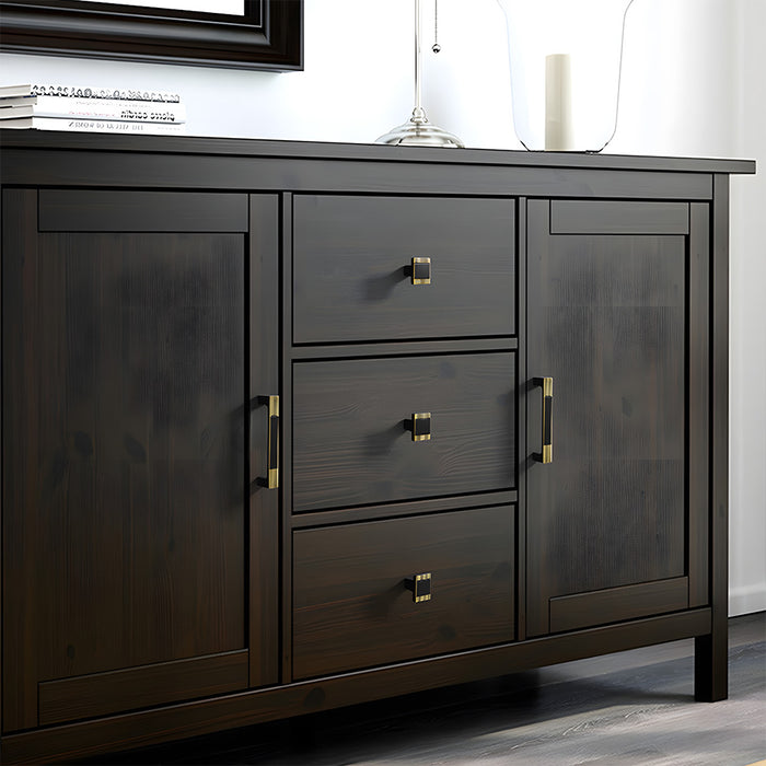 Square Textured Gold & Black Drawer Handles