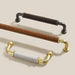 Modern Woven Leather Cabinet Pulls with Curved Zinc Alloy Base