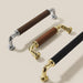 Modern Woven Leather Cabinet Pulls with Curved Zinc Alloy Base