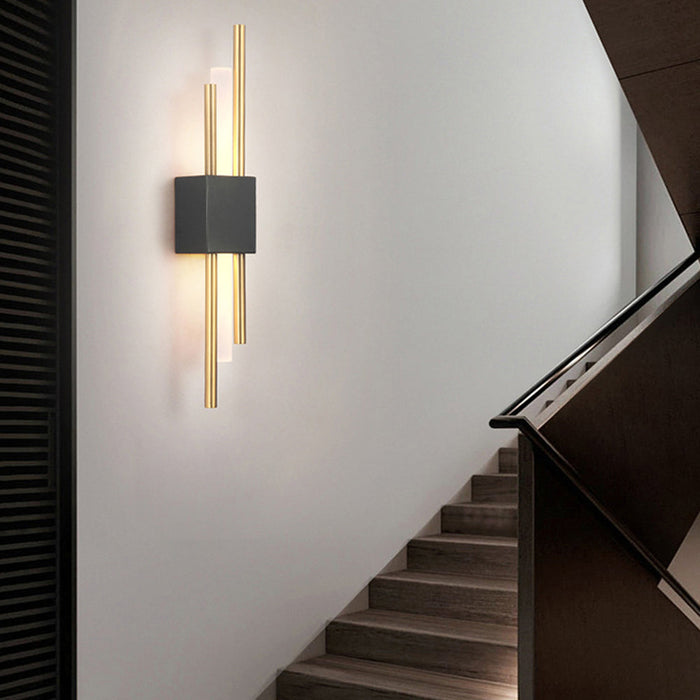 Modern Black and Gold LED Wall Sconce for Bedroom & Living Room