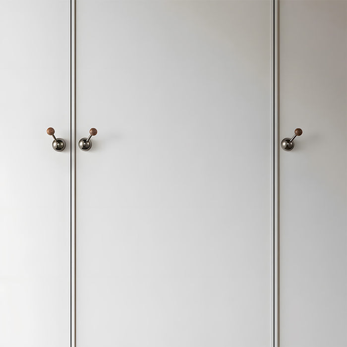 Modern Walnut & Zinc Alloy Cabinet Knobs & Wall Hooks