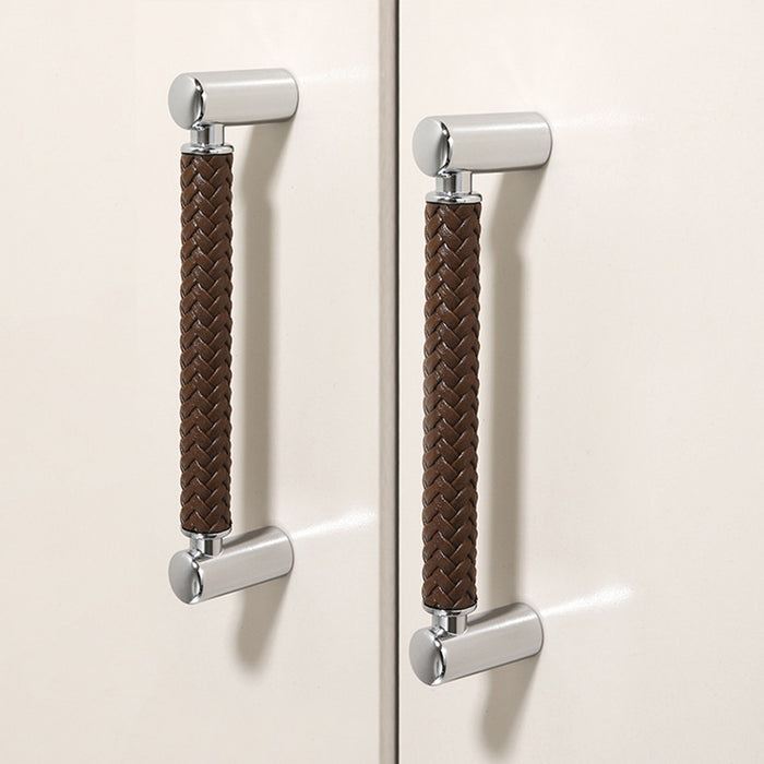 Modern Woven Leather Cabinet Pulls