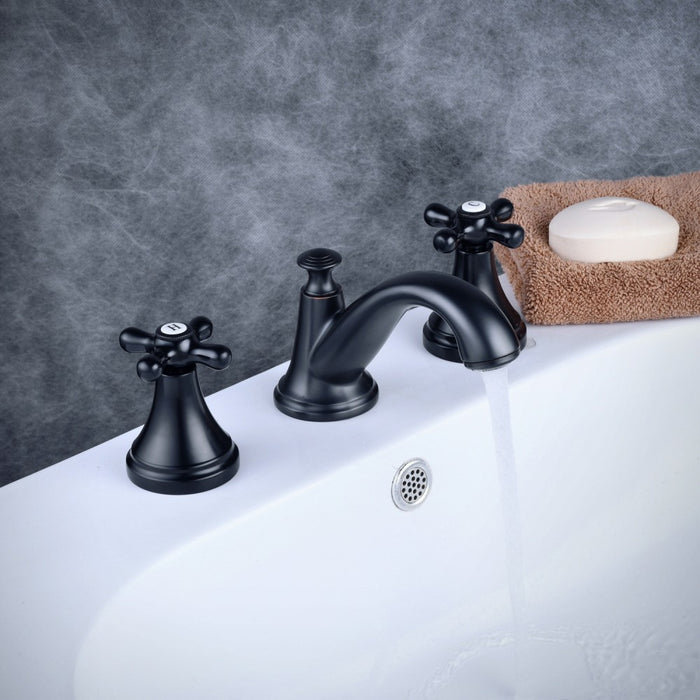 Double-handle Three-hole Widespread Bathroom Sink Faucet
