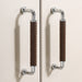 Modern Woven Leather Cabinet Pulls with Curved Zinc Alloy Base