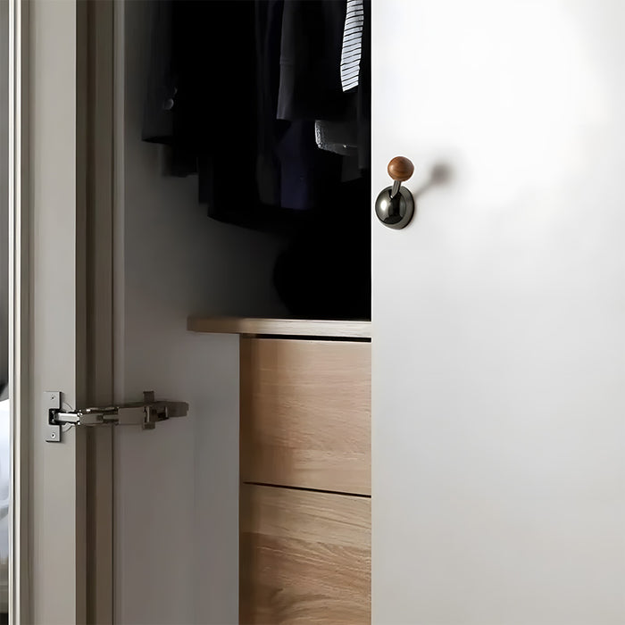 Modern Walnut & Zinc Alloy Cabinet Knobs & Wall Hooks