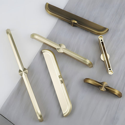 Modern Zinc Alloy Brushed Brass Cabinet Handles