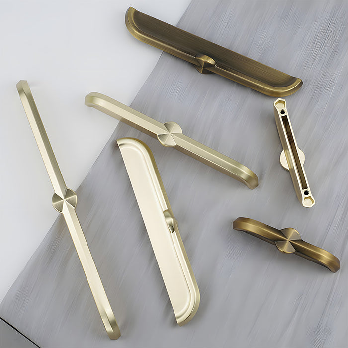 Modern Zinc Alloy Brushed Brass Cabinet Handles