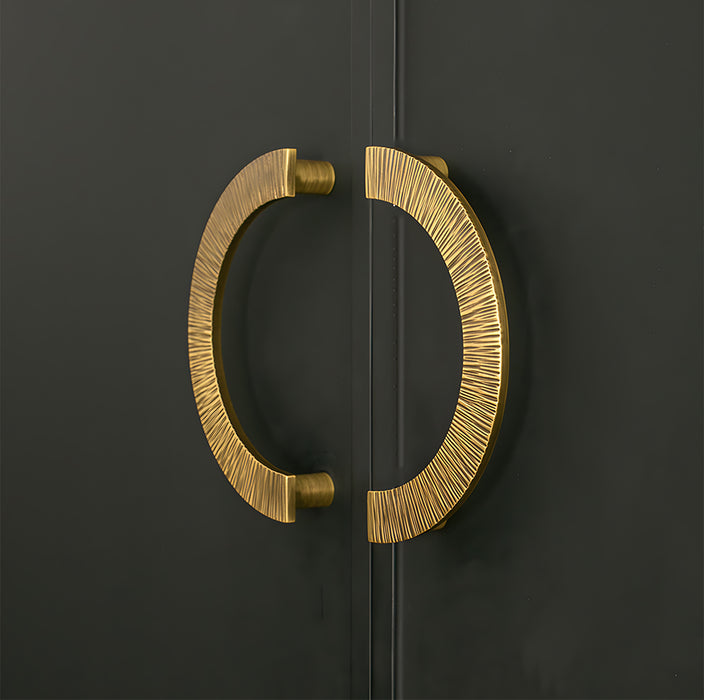 Retro Brass Semi Circle Textured Cabinet Handles