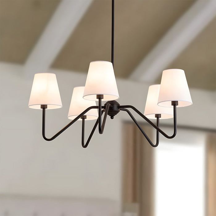 Modern Black Fabric Shade Chandelier