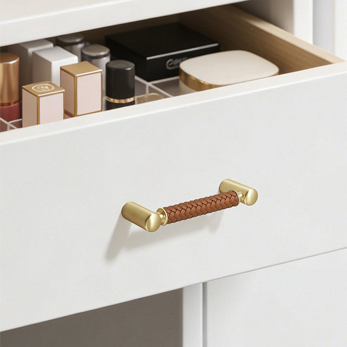 Modern Woven Leather Cabinet Pulls