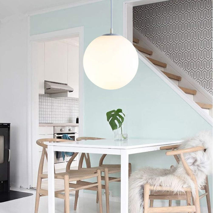 Modern White Glass Globe Pendant Light