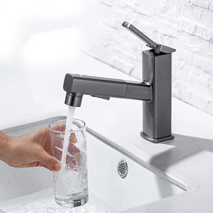 2 Modes Square Pull-Out Bathroom Basin Faucets