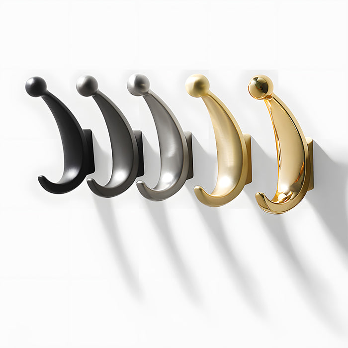 Modern Curved Zinc Alloy Dual Wall Hooks