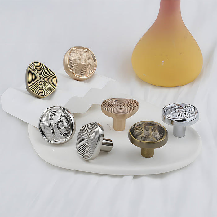 Organic Round Textured Zinc Alloy Cabinet Knobs