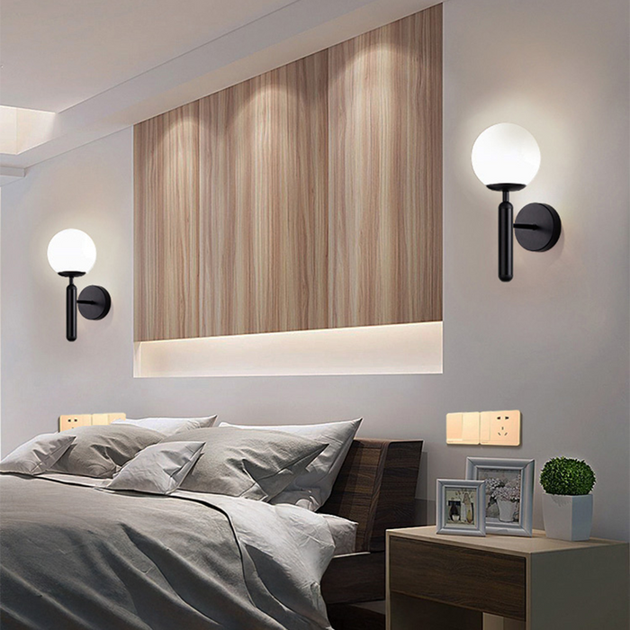 Modern Globe Glass Wall Sconce Light for Bedroom & Living Room