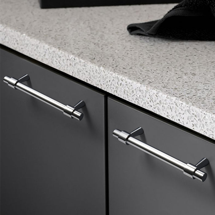 Modern Bright Solid Silver Brass Drawer Handles with Screws for Kitchen