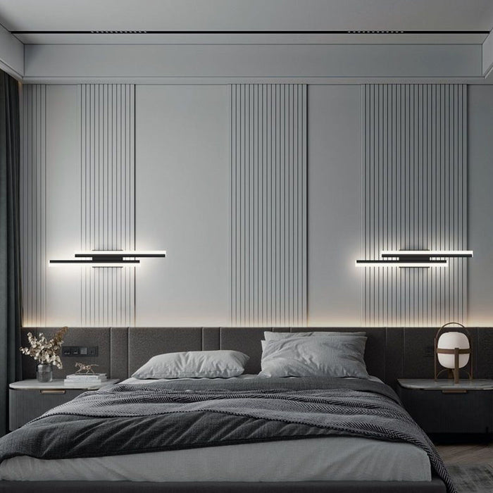 Modern Black Linear LED Wall Sconce Lighting for Bedroom & Living Room