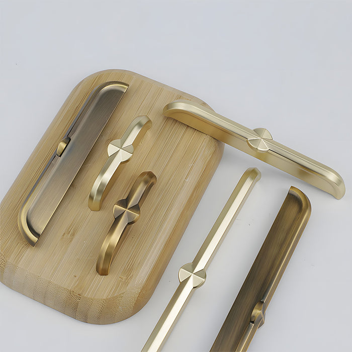 Modern Zinc Alloy Brushed Brass Cabinet Handles