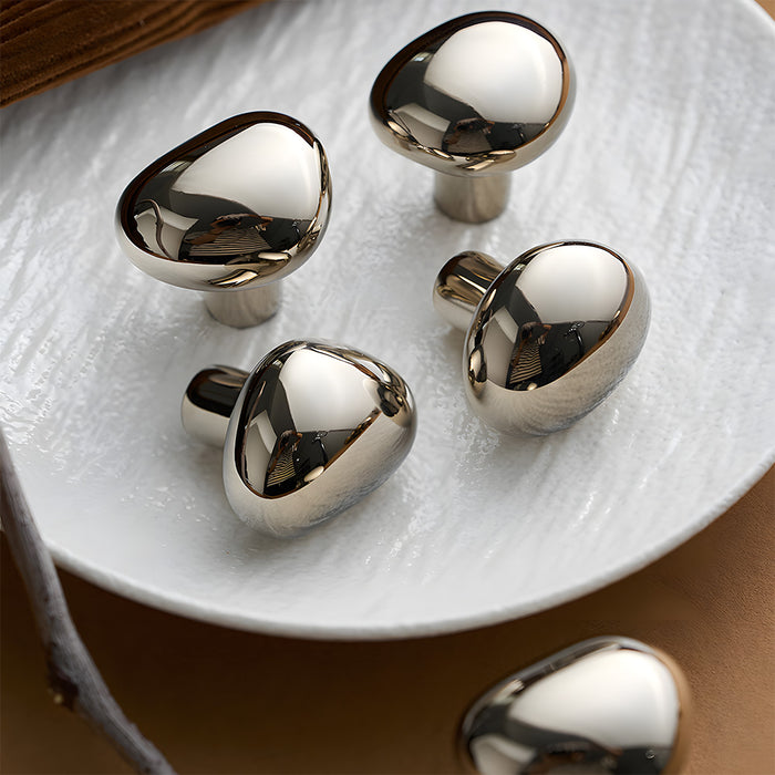 Organic Pebble Brushed Mushroom Drawer Knobs for Kitchen