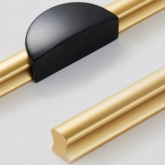 Gold & Black Semicircle Wardrobe Pulls Dresser Drawer Handles