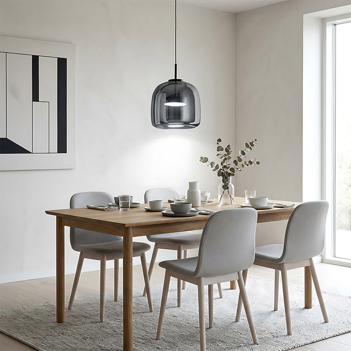 Modern Glass Pendant Lights in Amber or Smoked Glass