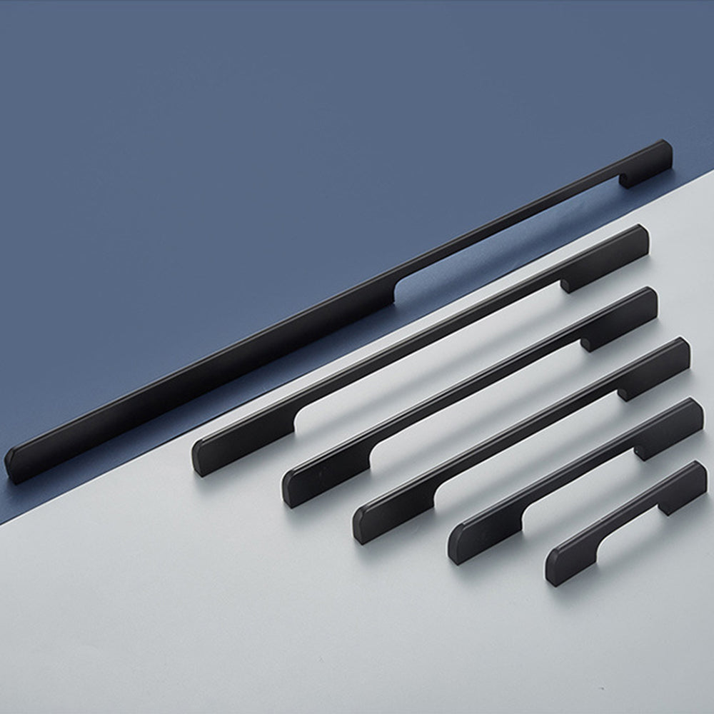2-Pack Kitchen Cabinet Handles 160mm – Solid Aluminum Alloy Drawer Pulls, Matte Black Anodized, Hole Centers 64-980mm (Choose Size)