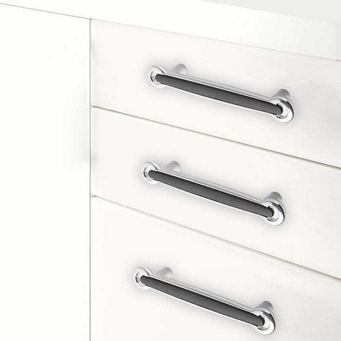 Zinc Alloy Black Silver Simple Cabinet Handles