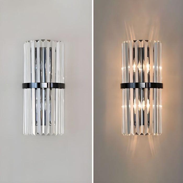 Decorative Ribbed Glass Wall Sconce for Bedroom