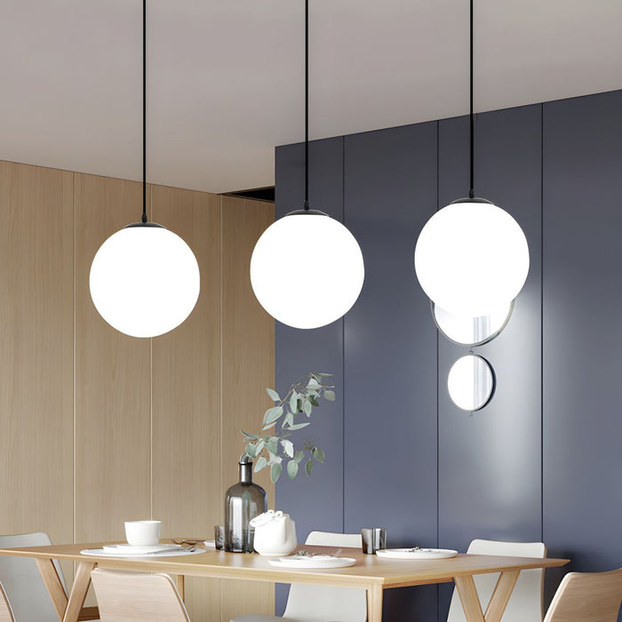 Modern White Glass Globe Pendant Light