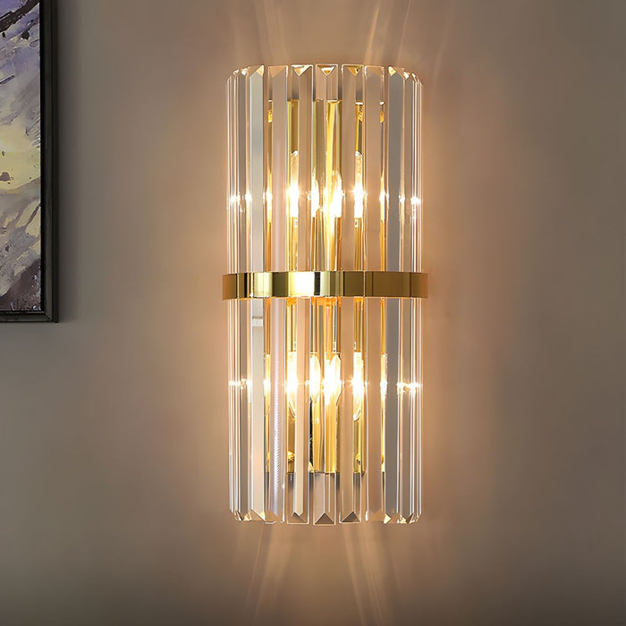 Decorative Ribbed Glass Wall Sconce for Bedroom