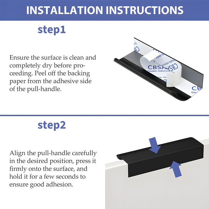 Black Adhesive Cabinet Drawer Finger Edge Pull