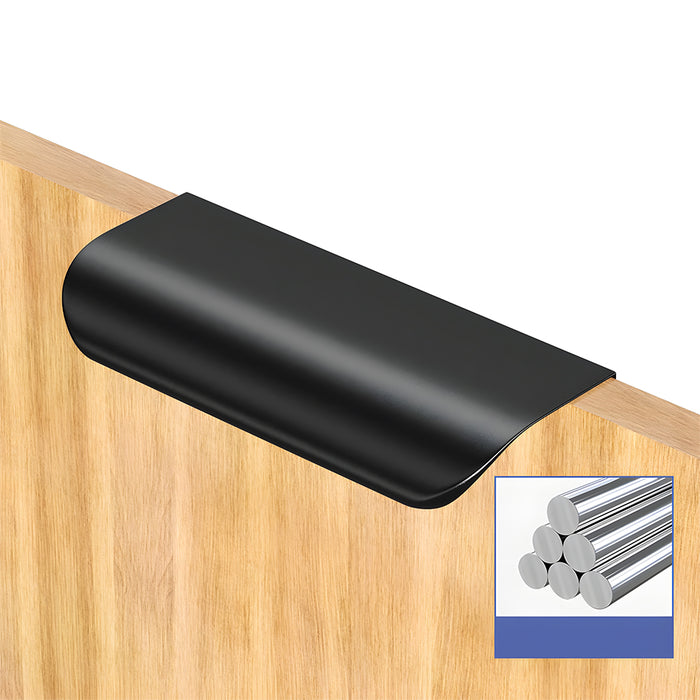 Kisangel 2-Pack Adhesive Cabinet Handles – Brushed Aluminum, No-Drill Self-Adhesive Pulls For Kitchen Cupboards & Drawers – Black