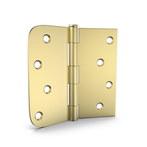 4in Brushed Brass Gold with Square & Round Corners Butt Hinges for Interior Door
