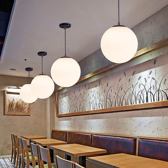 Modern White Glass Globe Pendant Light