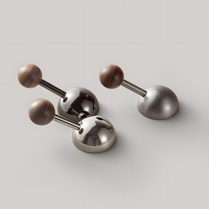 Modern Walnut & Zinc Alloy Cabinet Knobs & Wall Hooks